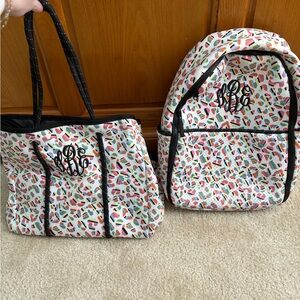 Multicolor Women's Tote and Backpack Set